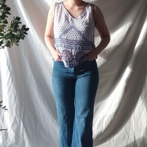 Skies are Blue White and Blue Boho Camisole